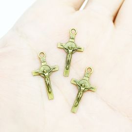 Mini Crucifixo / 22x12mm - (Unidade)-Ouro Velho