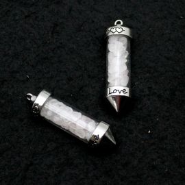 Pingente Cápsula da Sorte/ 53x17mm - Com Cascalho Natural (Unidade)