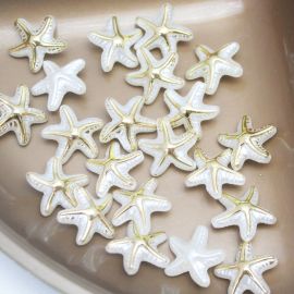 Conta de Plástico ABS  / 18mm - Estrela (10 gramas) - Creme