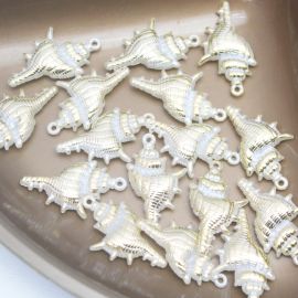 Pingente de Plástico ABS / 35x20mm - Caramujo (10 gramas) - Creme