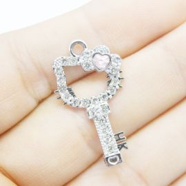 Pingente de Metal - 29x16mm / com Strass - Hello Kitty (Unidade) - Níquel