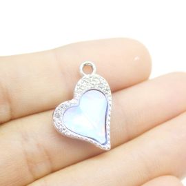 Pingente de Metal - 21x17mm / com Strass - Coração (Unidade) - Níquel