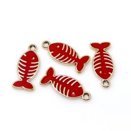 Pingente de ABS Resinado / 31X13mm - Peixe - Dourado (unidade)