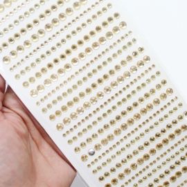 Aplique Adesivo / Strass  (1 CARTELA) - Dourado