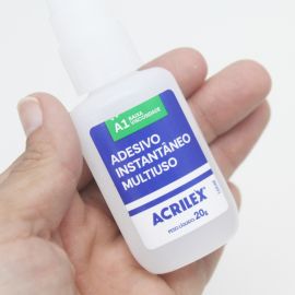Cola ACRILEX / Adesivo Instantânea / 20g - A1 Baixa Viscosidade 
