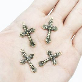Mini Crucifixo de Metal / 27x17mm - (Unidade)-Ouro Velho