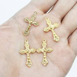 Mini Crucifixo de Metal / 27x17mm - (Unidade)-Dourado