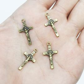 Mini Crucifixo / 23x12mm - (Unidade)-Ouro Velho