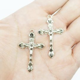 Crucifixo de Metal / 38x23mm - Com Cristo (unidade)-Níquel