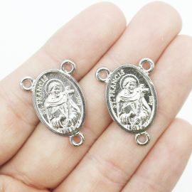 Salve Rainha de Metal / 26x18mm - São Francisco (Unidade)-Níquel