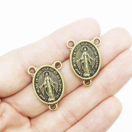 Salve Rainha de Metal / 25x18mm - Nossa Senhora das Graças (unidade)-Ouro Velho