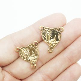 Salve Rainha de Metal / 20x18mm - N. Senhora de Fátima (Unidade)-Dourado