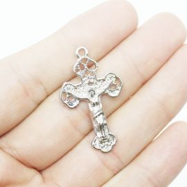 Cruz de Metal / 34x20mm - Com o Cristo (unidade) -Níquel