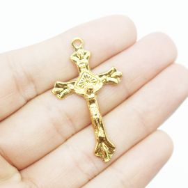 Crucifixo de Metal / 42x24mm - Cristo (Unidade)-Dourado