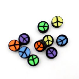 Entremeio de Fimo / 10mm - Símbolo da Paz - Cores Sortidas (10 Unidades)