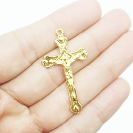Crucifixo de Metal / 41x22mm - Com Cristo (unidade)-Dourado
