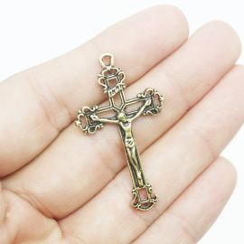 Crucifixo de Metal / 41x23mm - (unidade)-Ouro Velho