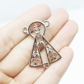 Salve Rainha de Metal / 36x26mm - N. Sra Aparecida (Unidade)-Níquel