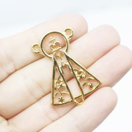 Salve Rainha de Metal / 36x26mm - N. Sra Aparecida (Unidade)-Dourado