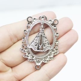 Salve Rainha de Metal / 48x35mm - Nossa Senhora Aparecida (unidade) - Níquel