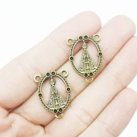 Salve Rainha de Metal / 23x17mm - N. Sra Aparecida (Unidade)-Ouro Velho