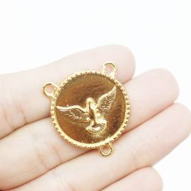 Salve Rainha de Metal / 29x25mm - Pomba da Paz (Unidade)-Dourado