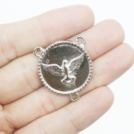 Salve Rainha de Metal / 29x25mm - Pomba da Paz (Unidade)-Níquel