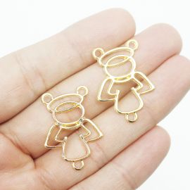 Salve Rainha de Metal / 28x21mm - Anjo (unidade)-Dourado