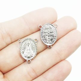 Salve Rainha de Metal / 19x15mm - N. Sra Aparecida (Unidade)-Níquel