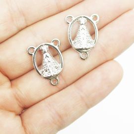 Salve Rainha de Metal / 20x15mm - Nossa Senhora Aparecida (unidade)-Níquel