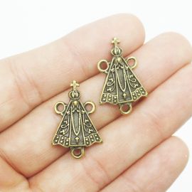 Salve Rainha de Metal / 24x16mm - Nossa Senhora Aparecida (unidade) - Ouro Velho