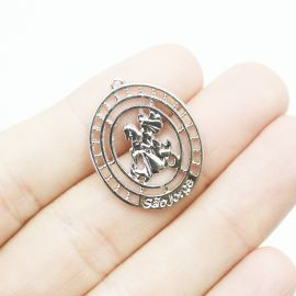Pingente de Metal / 25x20mm - São Jorge (unidade) -Níquel