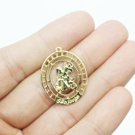 Pingente de Metal / 25x20mm - São Jorge (unidade) -Dourado