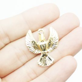 Pingente de Metal / 25x22mm - Pomba (unidade) - Dourado