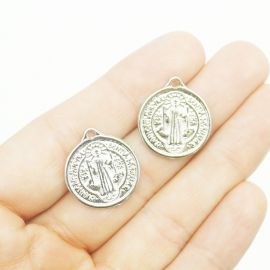 Medalha de Metal / 21x19mm - São Bento (unidade) -Níquel