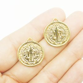 Medalha de Metal / 21x19mm - São Bento (unidade) -Dourado