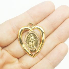 Pingente de Metal / 32x25mm - Nossa Senhora das Graças (unidade) - Dourado