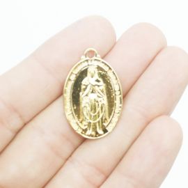 Medalha de Metal / 27x18mm - Nossa Senhora das Lagrimas (unidade)-Dourado