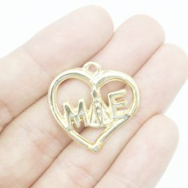Pingente de Metal - 26mm - Coração Mãe Aparecida (Unidade) -Dourado