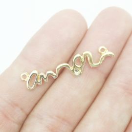Pingente de Metal - 8x33mm / Amor (Unidade) - Dourado