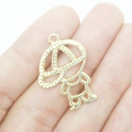 Pingente de Metal - 28x23mm / Menina (Unidade) - Dourado