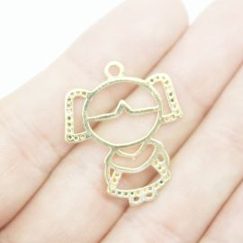 Pingente de Metal - 28x23mm / Menino (Unidade) - Dourado