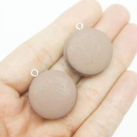 Pingente de Resina / 24mm - Biscoito (Unidade) - Chocolate