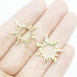 Pingente de Metal / 21mm - Sol (Unidade) -Dourado