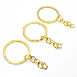 Argola de Chaveiro Reforçada com Corrente/ 25mm  (UNIDADE)-Rosê