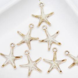 Pingente de Plástico Mesclado / 32x28mm - Estrela do Mar (unidade) - Dourado