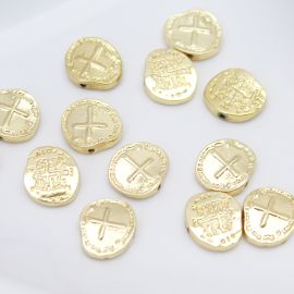 Entremeio de Metal / 14x17mm - Duas Cruzes - São Bento (unidade)-Dourado