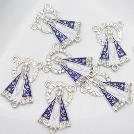 Salve Rainha de Metal / 30x19mm - Nossa Senhora Aparecida (Unidade)-Níquel