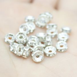 Entremeio de Metal com Strass / 6mm  (unidade) - Níquel