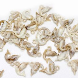 Pingente de Plástico Mesclado / 23x20mm - Golfinho (10 gramas) - Bege